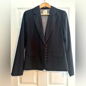 Tulle Dark Navy Blazer with Gold Button Accents